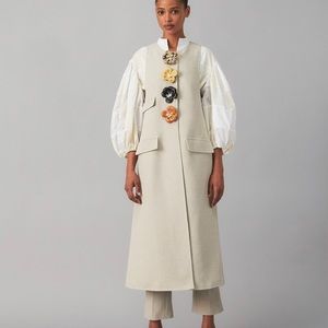 Tory Burch Longline Twill Crepe Vest